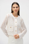 Front view of Joseph Ribkoff Open-Knit Cardigan with Gold Flecks - Style 252917
