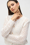 Front closeup view of Joseph Ribkoff Open-Knit Cardigan with Gold Flecks - Style 252917
