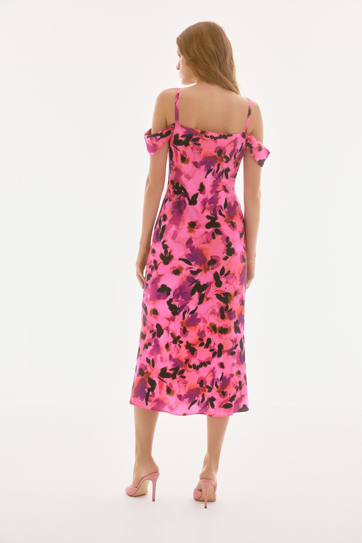  Back view of Joseph Ribkoff Satin Floral Sheath Dress - Style 251737