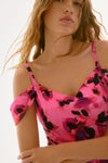 Neckline view of Joseph Ribkoff Satin Floral Sheath Dress - Style 251737