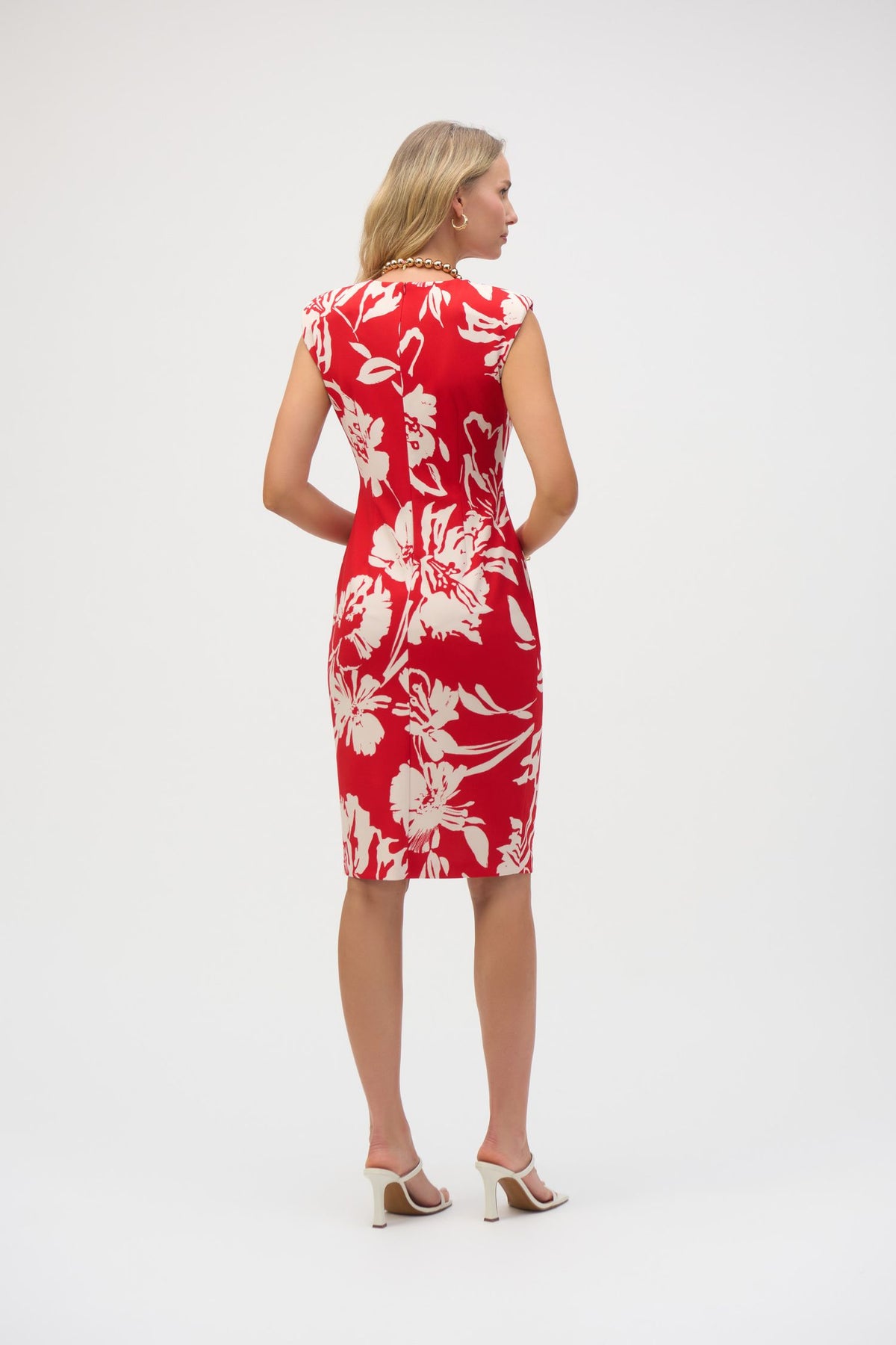 Back view of Joseph Ribkoff Scuba Crepe Floral Print Sheath Dress - Style 252181