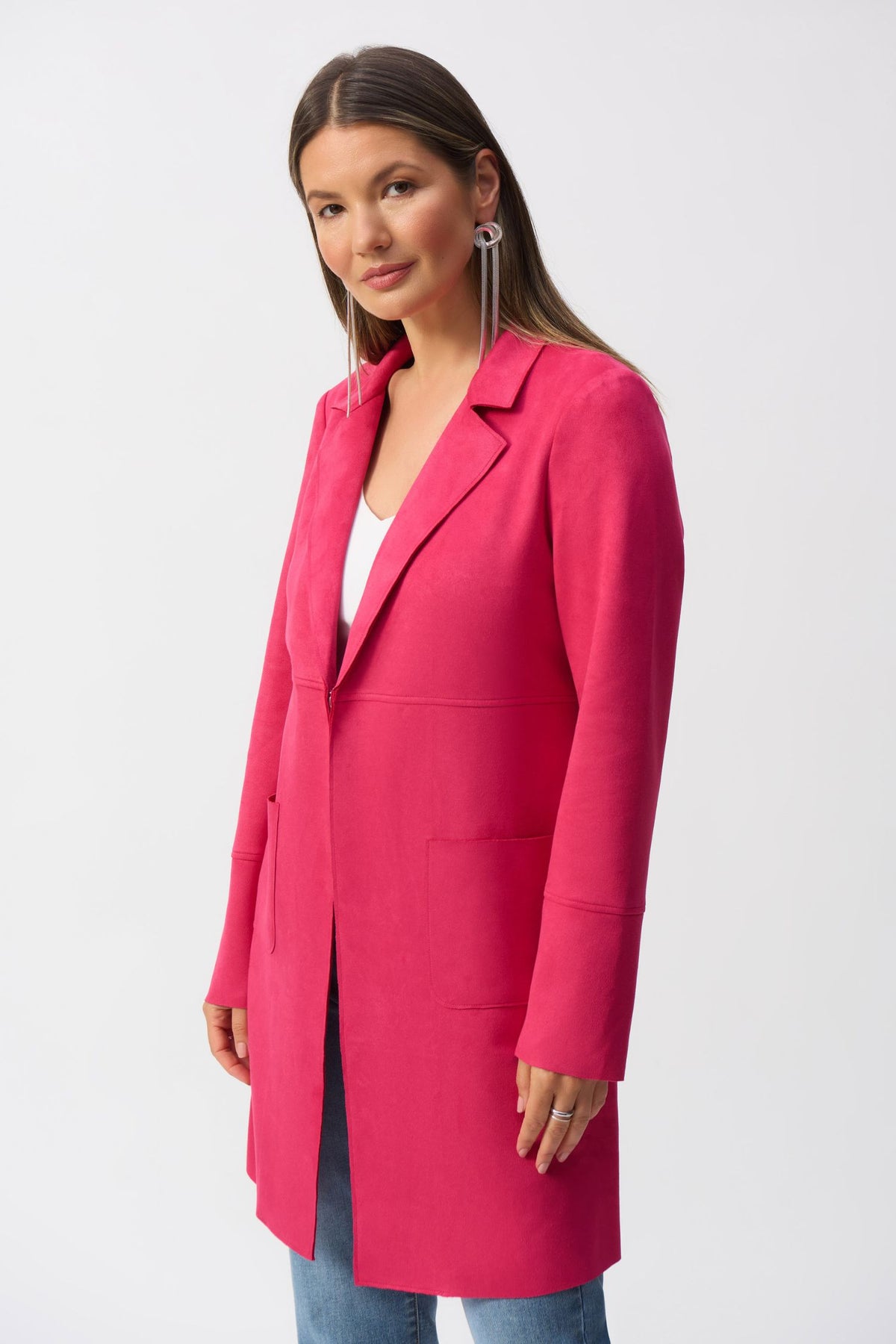 Side view of Joseph Ribkoff Scuba Suede Straight Jacket - Style 251941