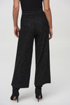 Back view of Joseph Ribkoff Sequined Sweater Knit Culotte Pants - Style 244922-BLK in black