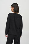 Back view of Joseph Ribkoff Sequined V-Neck Sweater - Style 244921-BLK in black