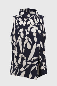 Front view of Joseph Ribkoff Silky Knit Abstract Print Sleeveless Top - Style 251251