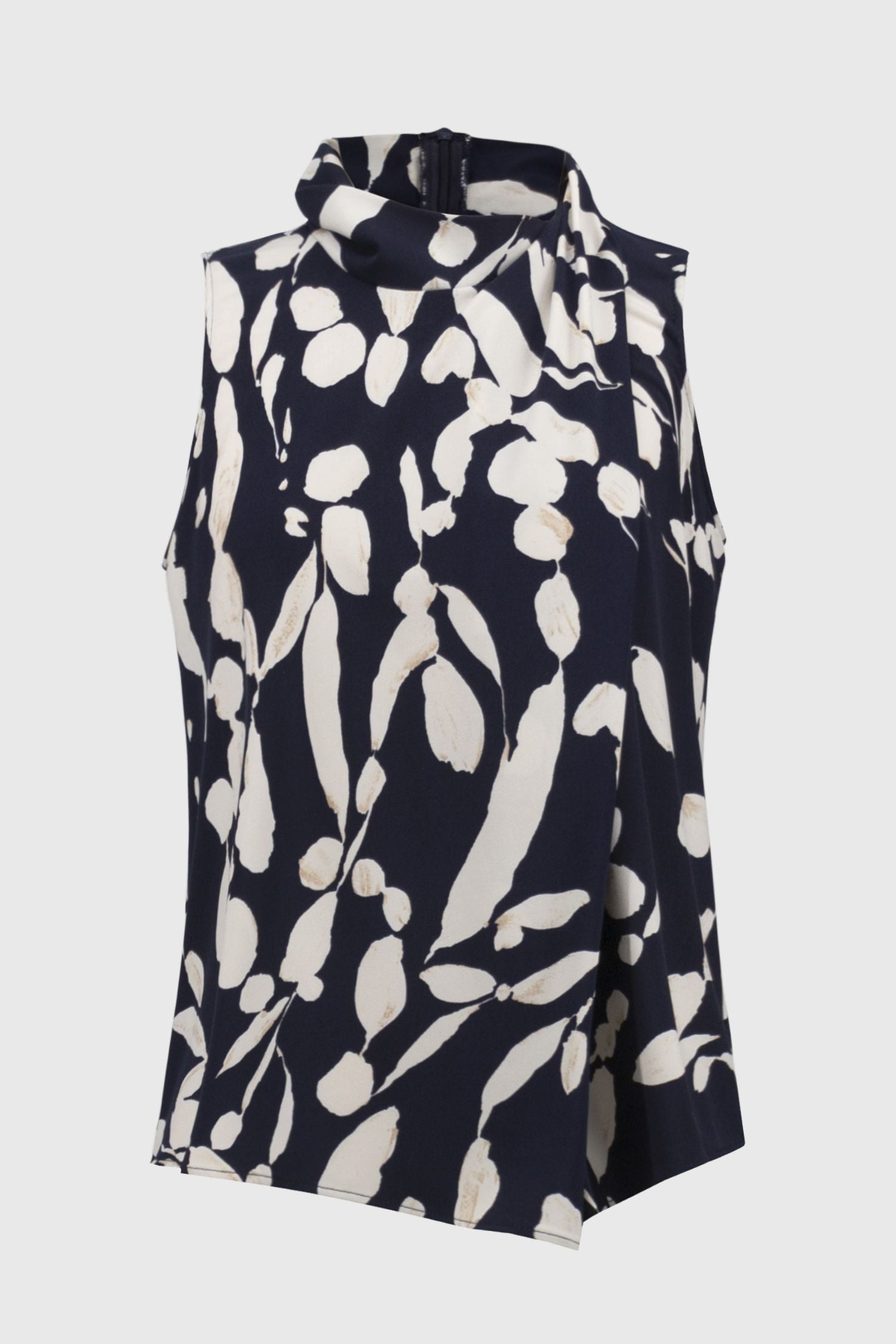 Front view of Joseph Ribkoff Silky Knit Abstract Print Sleeveless Top - Style 251251
