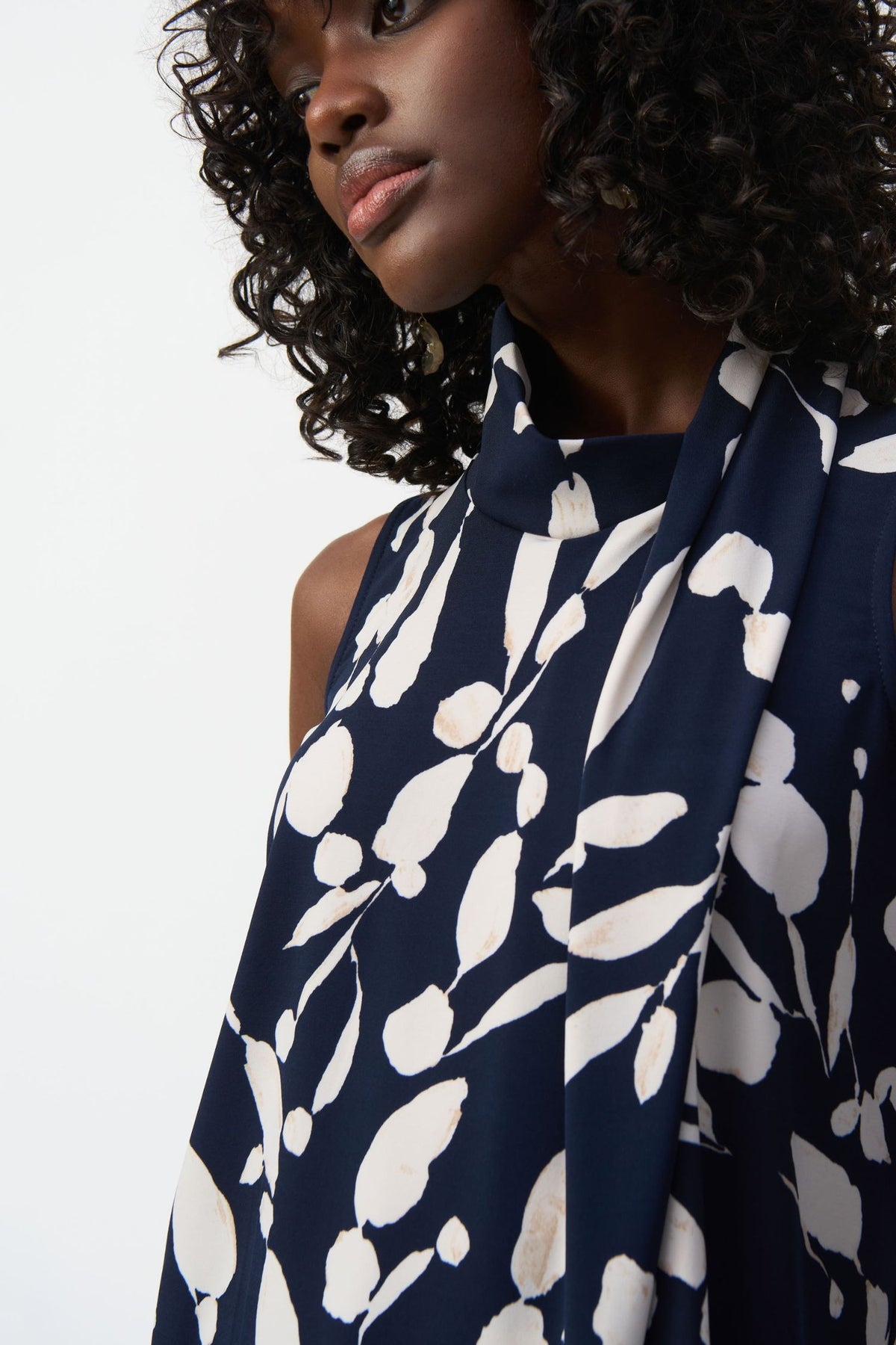 Front closeup of Joseph Ribkoff Silky Knit Abstract Print Sleeveless Top - Style 251251