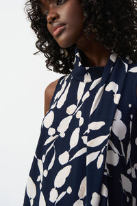 Front closeup of Joseph Ribkoff Silky Knit Abstract Print Sleeveless Top - Style 251251