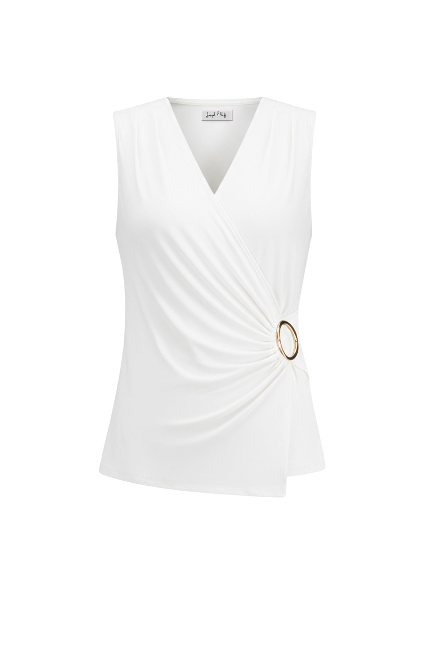 Front view of Joseph Ribkoff Silky Knit Fitted Wrap Top – Style 262072 VAN