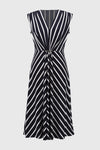 Joseph Ribkoff Silky Knit Stripe Fit and Flare Dress - Style 251295-MB/VAN front
