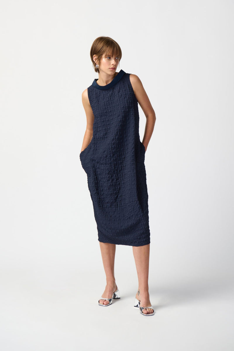 Joseph Ribkoff Textured Woven Sleeveless Cocoon Dress - Style 241204-MB, front