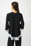Back view of Joseph Ribkoff V-Neck Top - Style 253082-BLK/OW