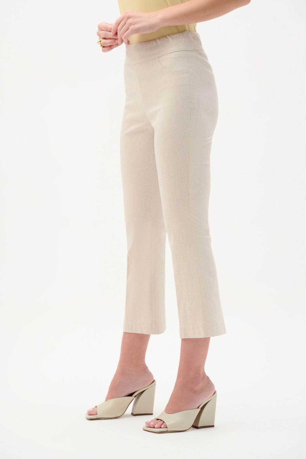 Side view of Joseph Ribkoff Woven Millennium Flare Pants – Style 262242 NAT