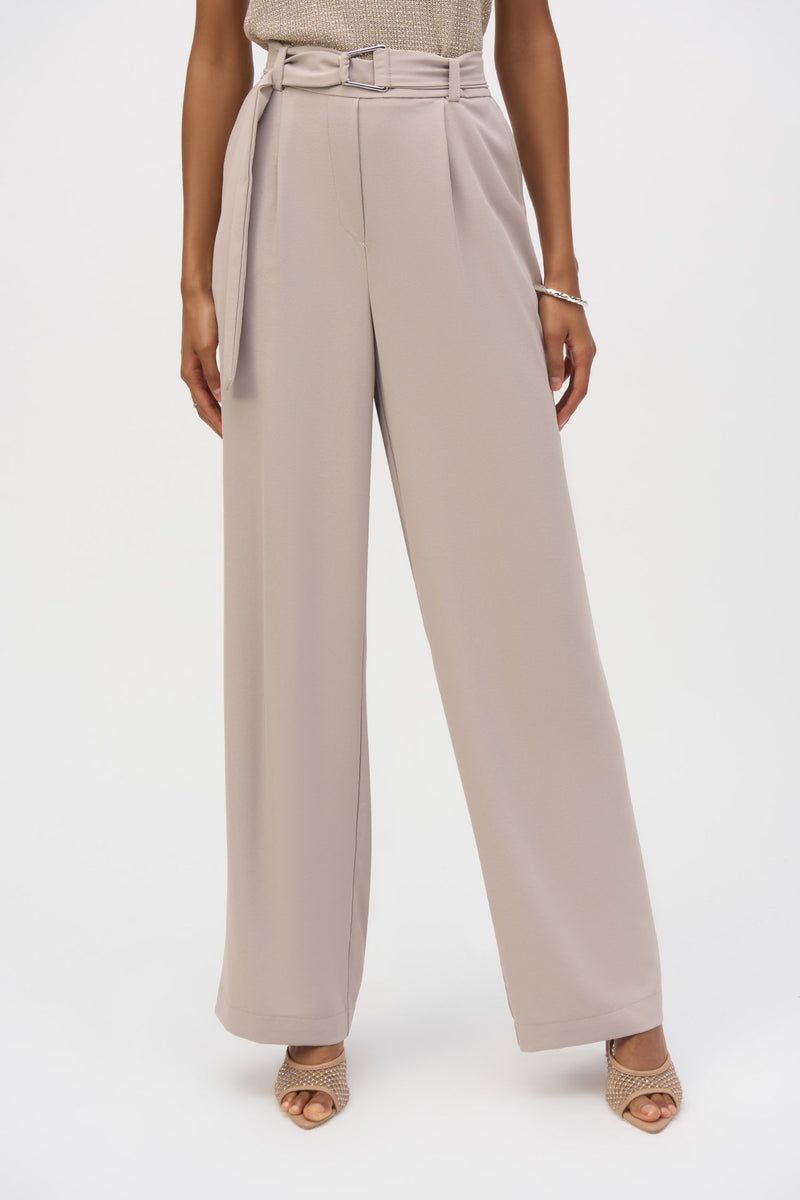 Front view of Joseph Ribkoff Woven Wide-Leg Pull-On Pants - Style 252104