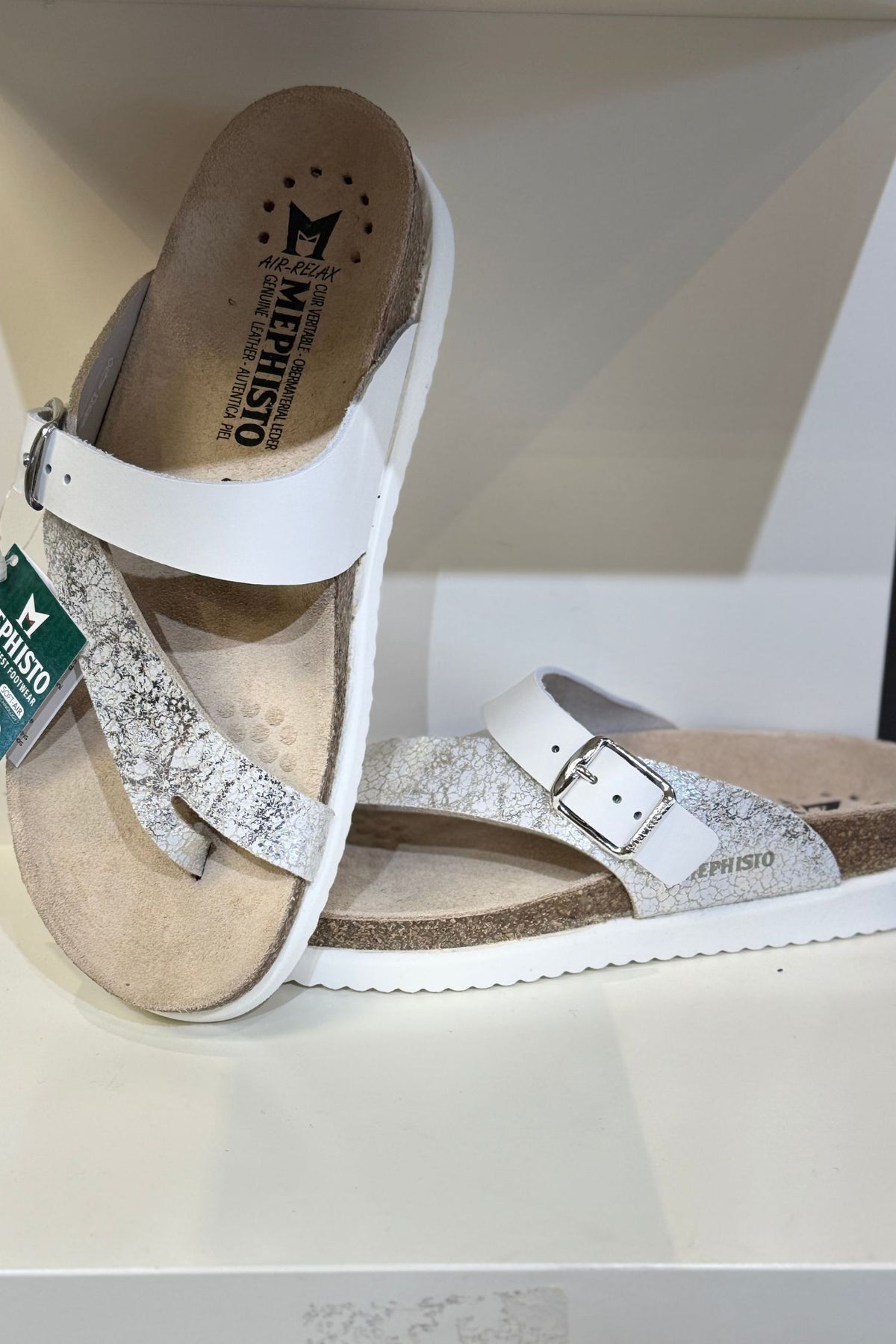 Top view of Mephisto Flat Toe Post Sandal - Style Helen Mix
