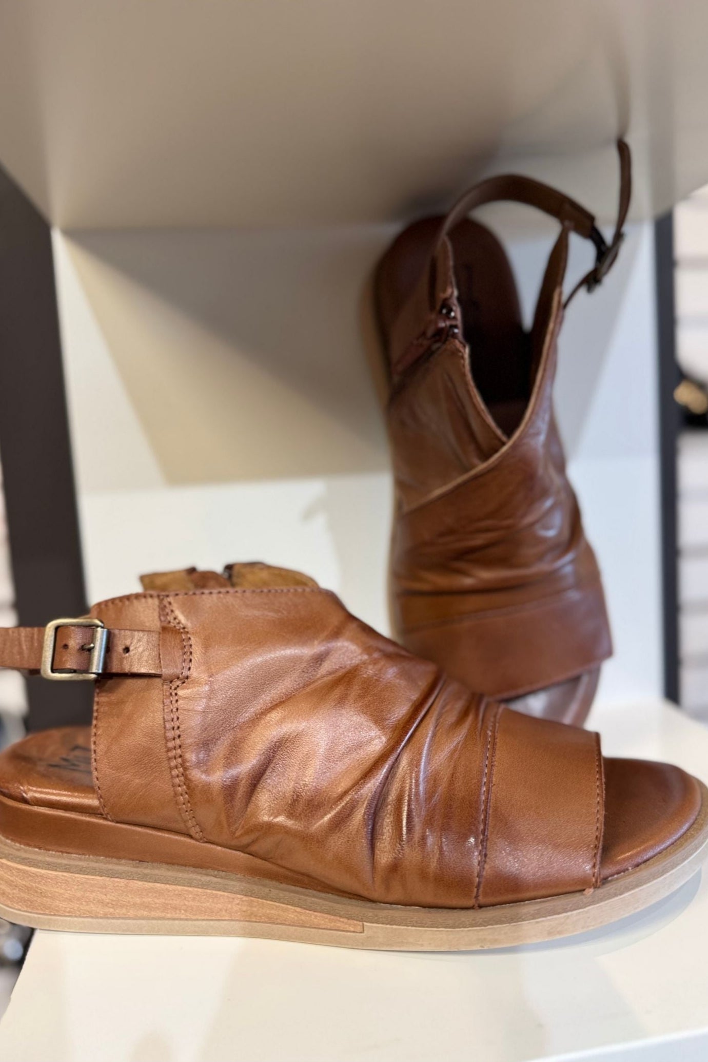 Pair view of Miz Mooz Sandal - Style Conor in brandy