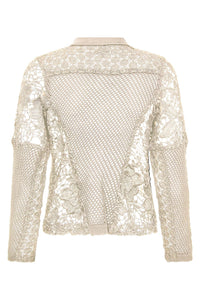 Back view of NU Denmark Knit Cardigan - Style 8801-60 in cream