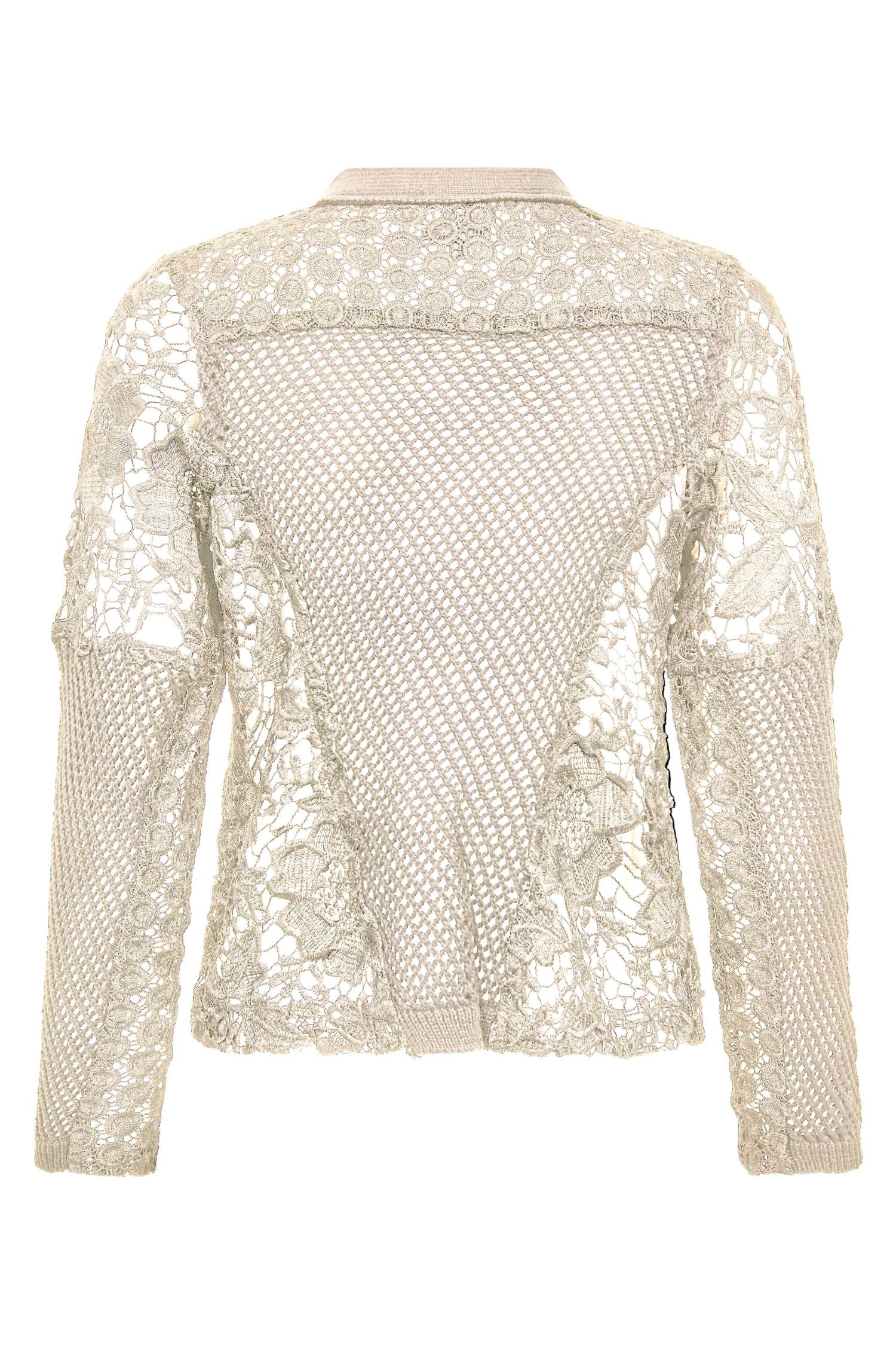 Back view of NU Denmark Knit Cardigan - Style 8801-60 in cream
