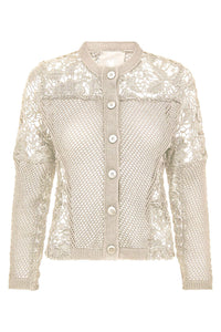 Front view of NU Denmark Knit Cardigan - Style 8801-60 in cream
