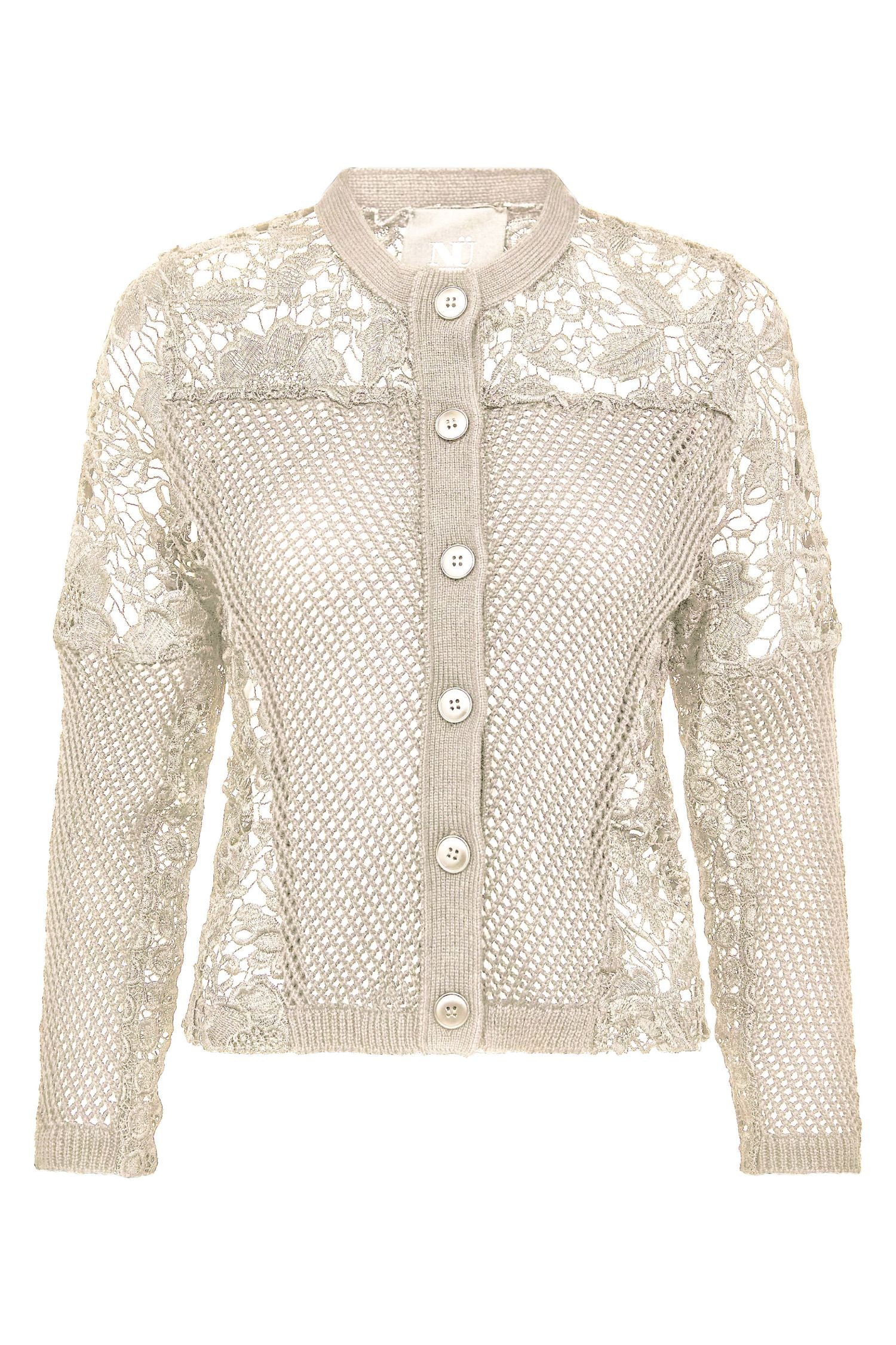 Front view of NU Denmark Knit Cardigan - Style 8801-60 in cream