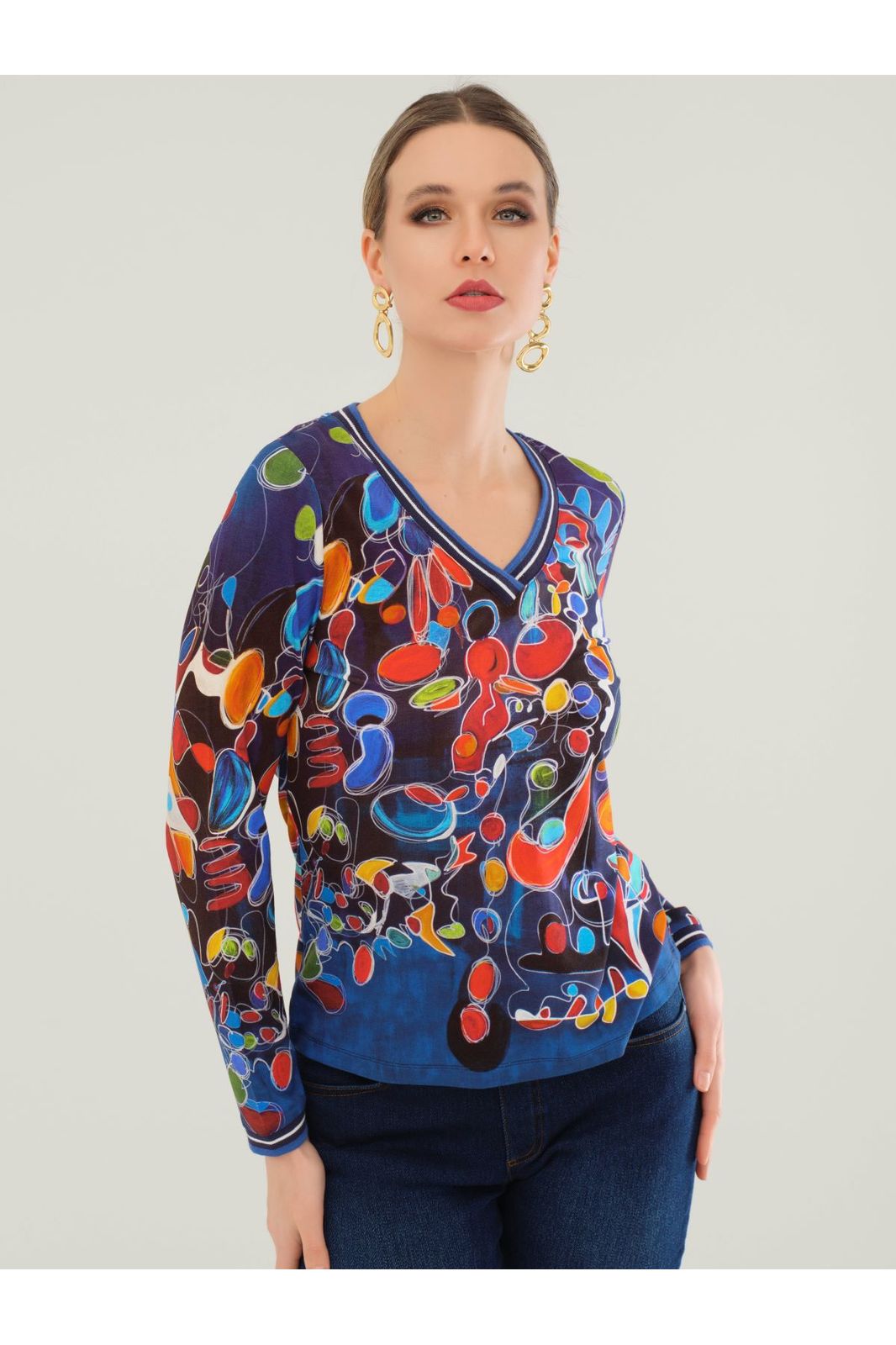 Dolcezza Psychedelic Print Top - Style 73641, front