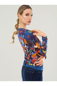 Dolcezza Psychedelic Print Top - Style 73641, side