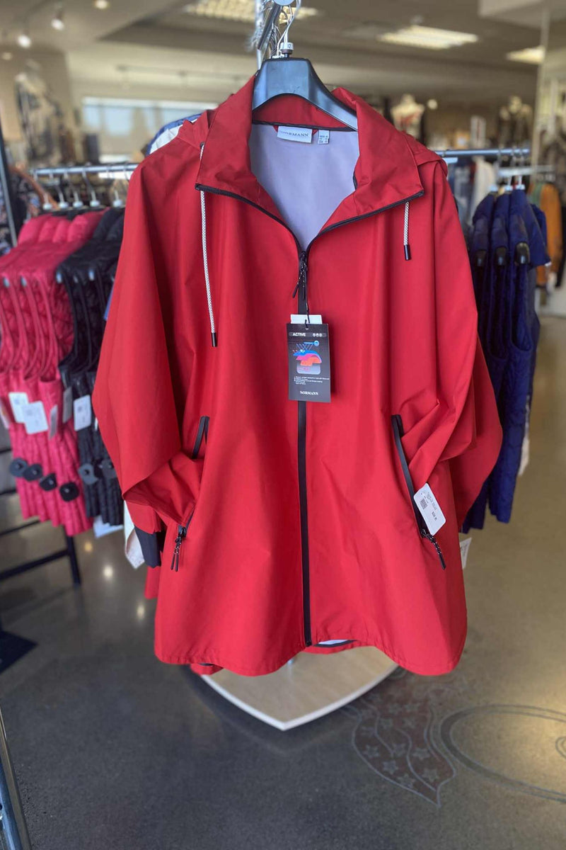 Front view of Normann Rain Jacket - Style 1094 in red