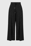 Off model front view of Joseph Ribkoff Sequined Sweater Knit Culotte Pants - Style 244922-BLK in black