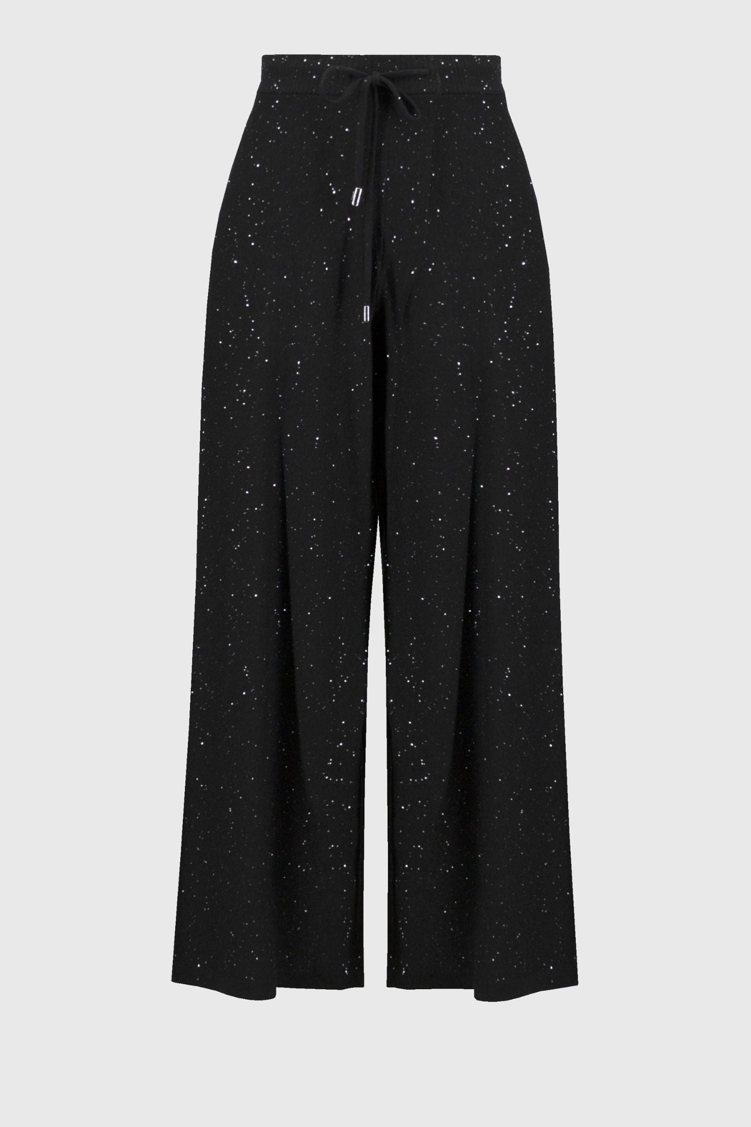 Off model front view of Joseph Ribkoff Sequined Sweater Knit Culotte Pants - Style 244922-BLK in black