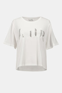 Off model view of Joseph Ribkoff Amour Knit T-Shirt with Rhinestone Detail - 254958-WW
