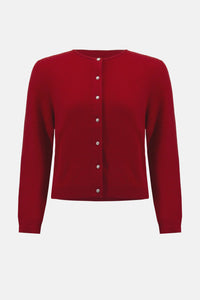 Off model view of Joseph Ribkoff Cashmere Button-Front Cardigan - Style 254951-DC in deep cherry