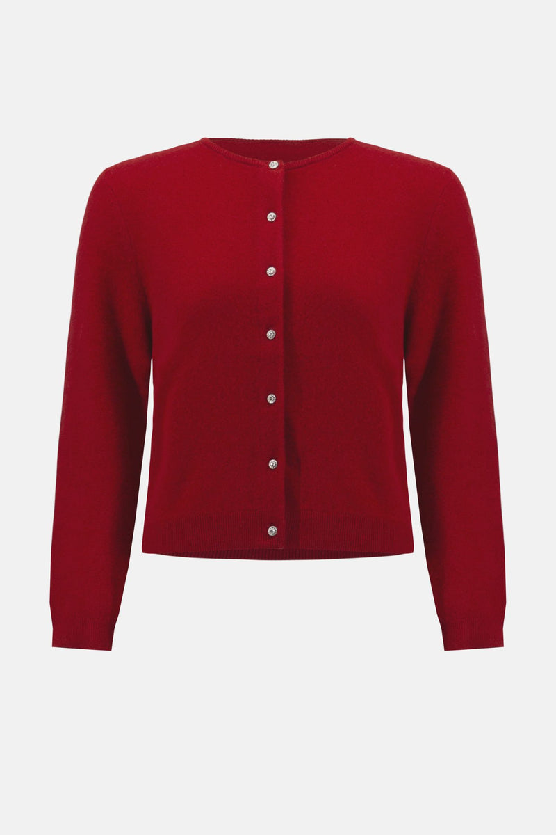 Off model view of Joseph Ribkoff Cashmere Button-Front Cardigan - Style 254951-DC in deep cherry