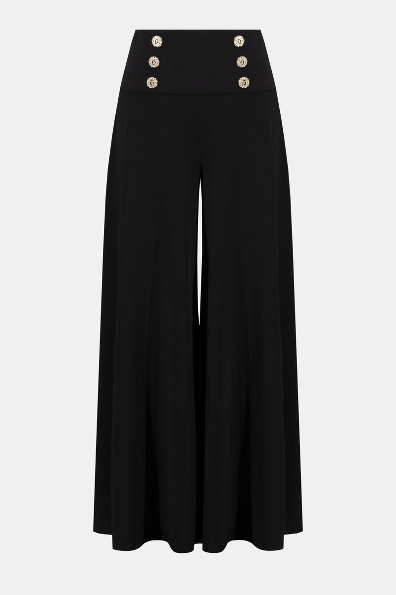 Off model view of Joseph Ribkoff Moss Crepe Knit Flared Pants - Style 254178-BLK in black