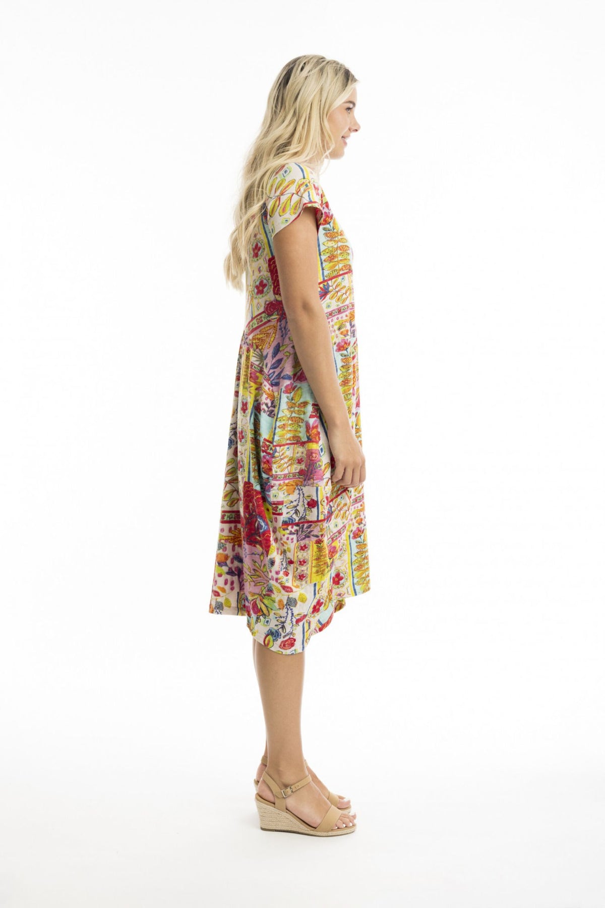 Side view of Orientique Maitra Bubble Dress - Style 20010
