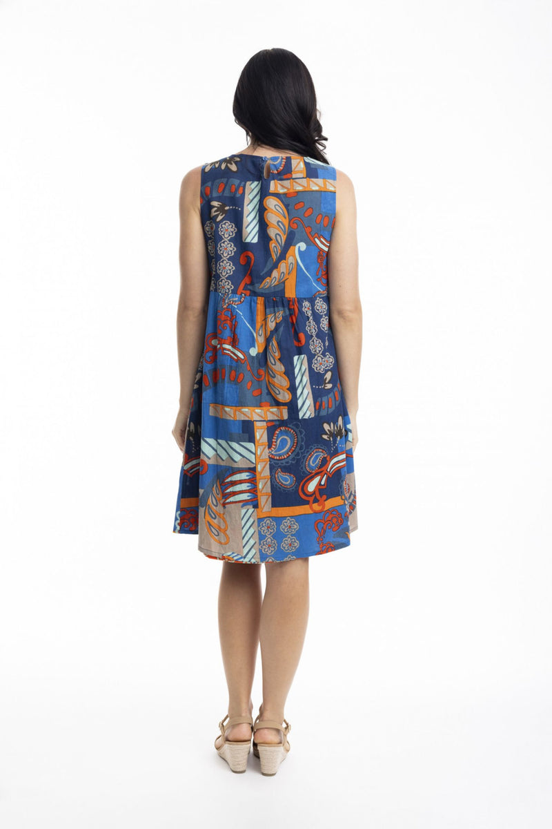 Back view of Orientique Reversible Shift Dress - Style 30009