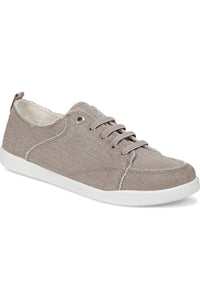 Vionic Canvas Laced Denim Sneaker - Style Pismo CNVS, beige denim, side