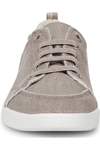 Vionic Canvas Laced Denim Sneaker - Style Pismo CNVS, beige denim, front