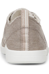 Vionic Canvas Laced Denim Sneaker - Style Pismo CNVS, beige denim, back