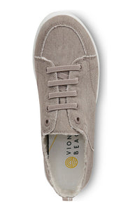 Vionic Canvas Laced Denim Sneaker - Style Pismo CNVS, beige denim, top