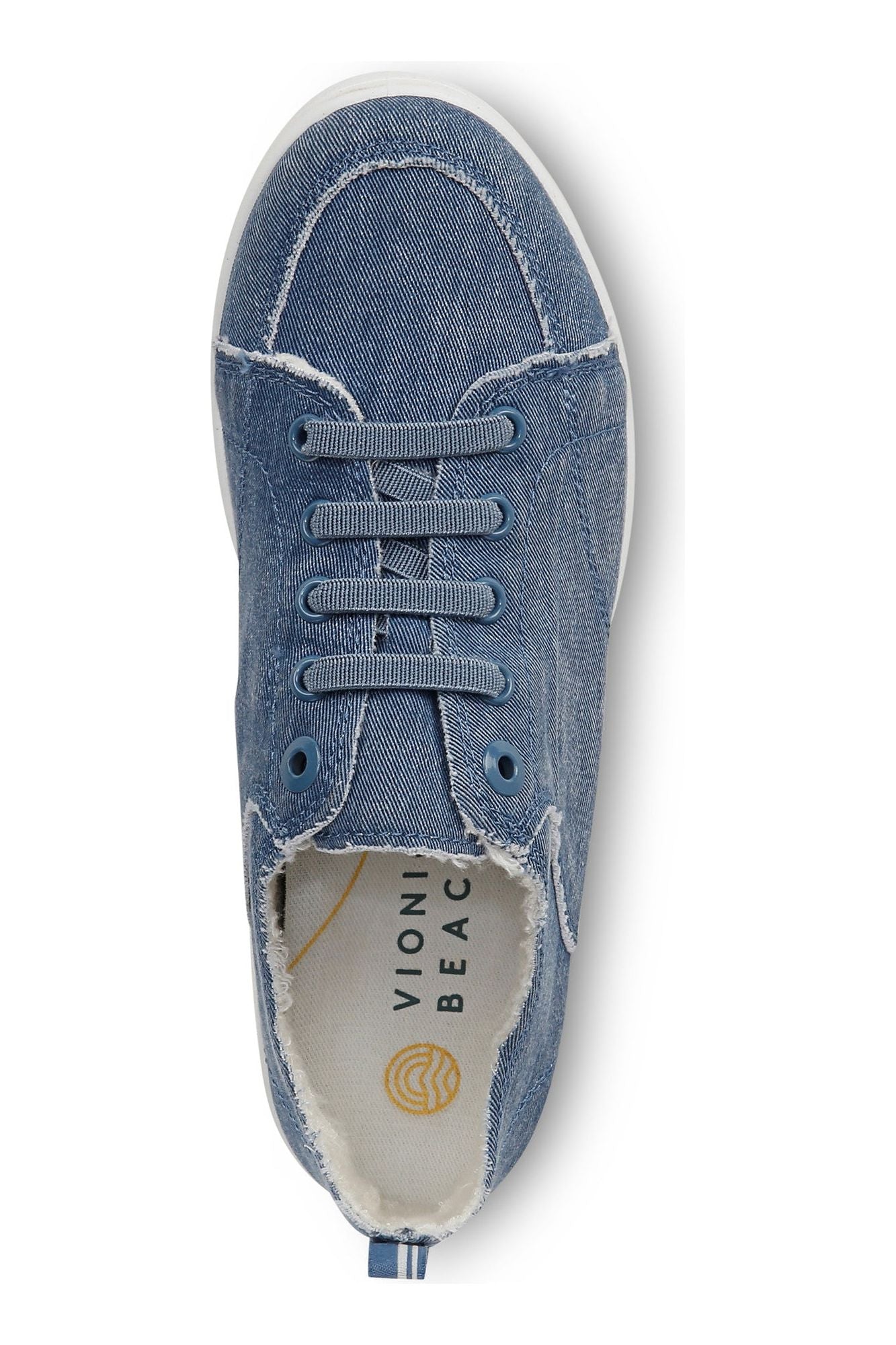 Vionic Canvas Laced Denim Sneaker - Style Pismo CNVS, denim blue, top