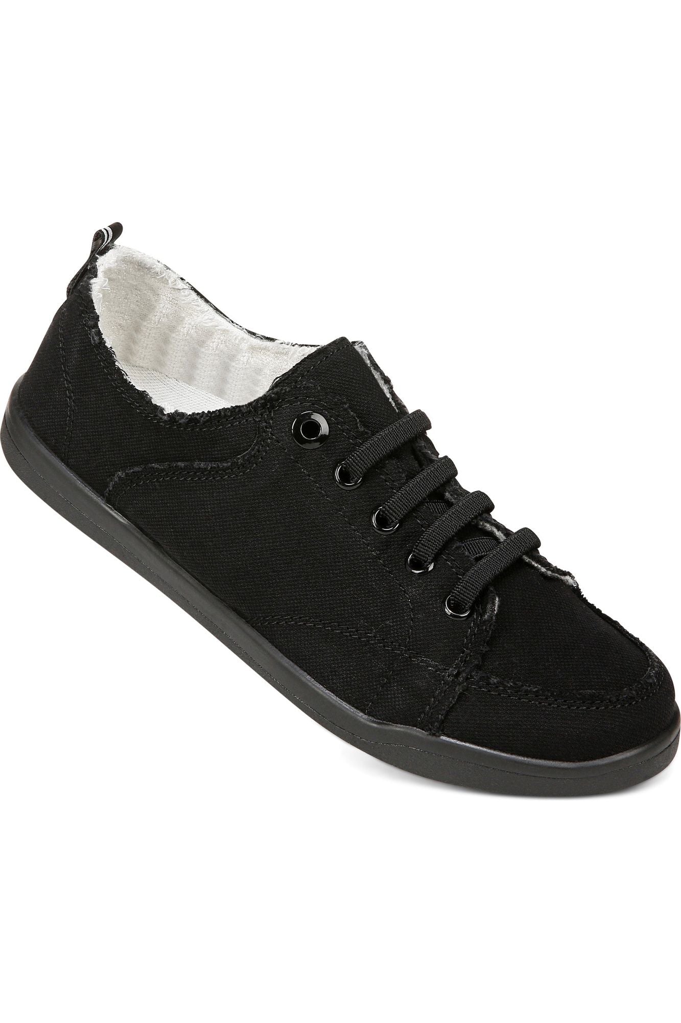 Vionic Canvas Laced Denim Sneaker - Style Pismo CNVS, black denim, side2