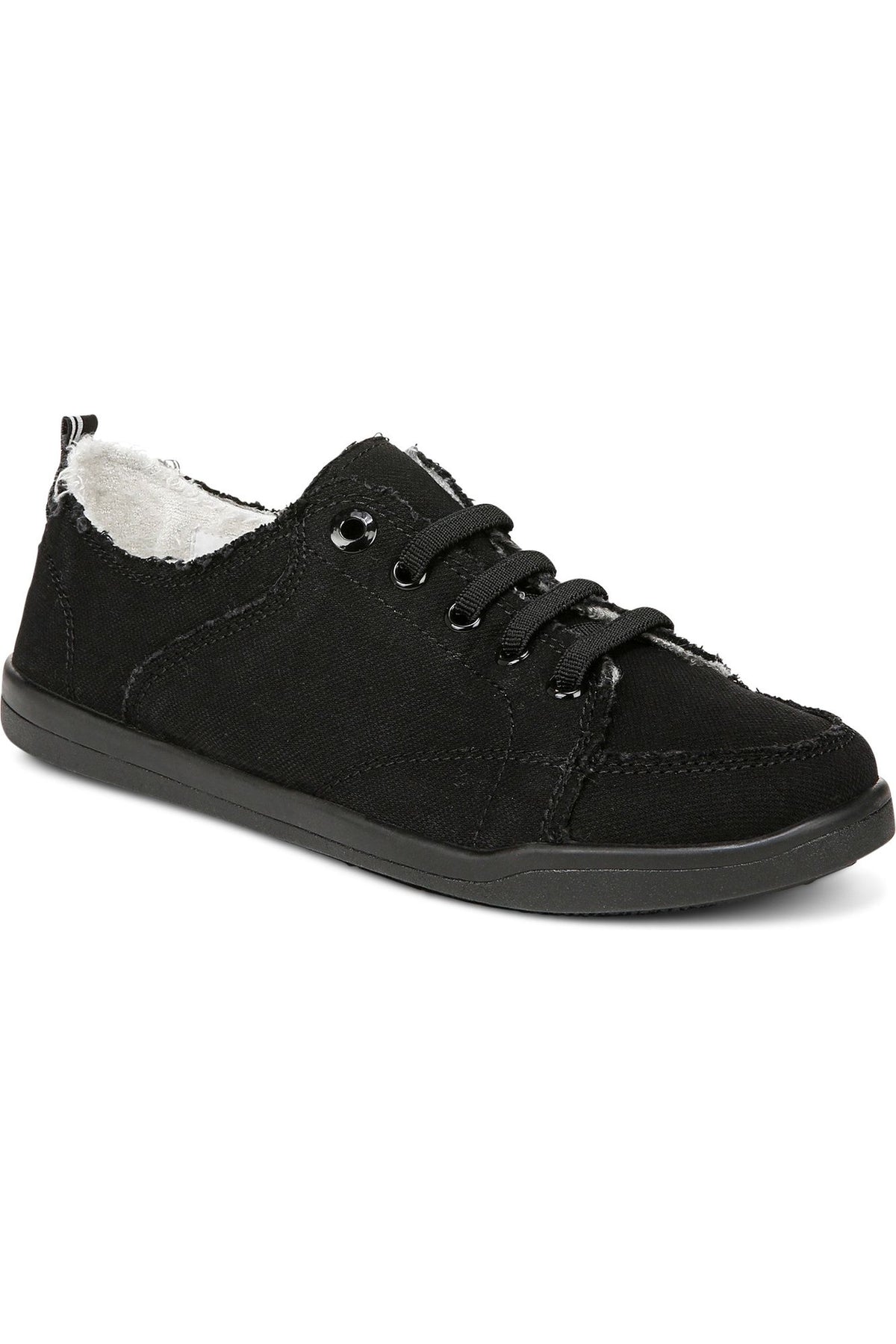 Vionic Canvas Laced Denim Sneaker - Style Pismo CNVS, black denim, side1