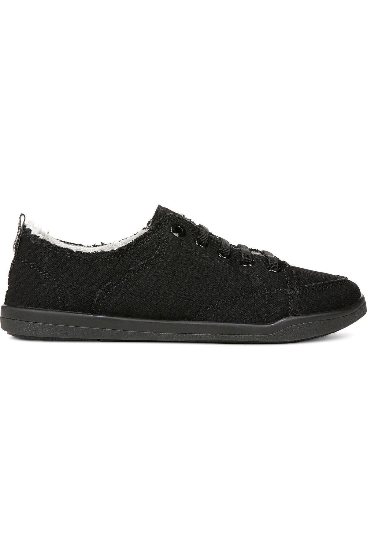 Vionic Canvas Laced Denim Sneaker - Style Pismo CNVS, black denim, side