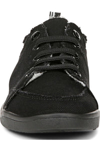 Vionic Canvas Laced Denim Sneaker - Style Pismo CNVS, black denim, front