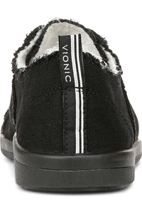 Vionic Canvas Laced Denim Sneaker - Style Pismo CNVS, black denim, back