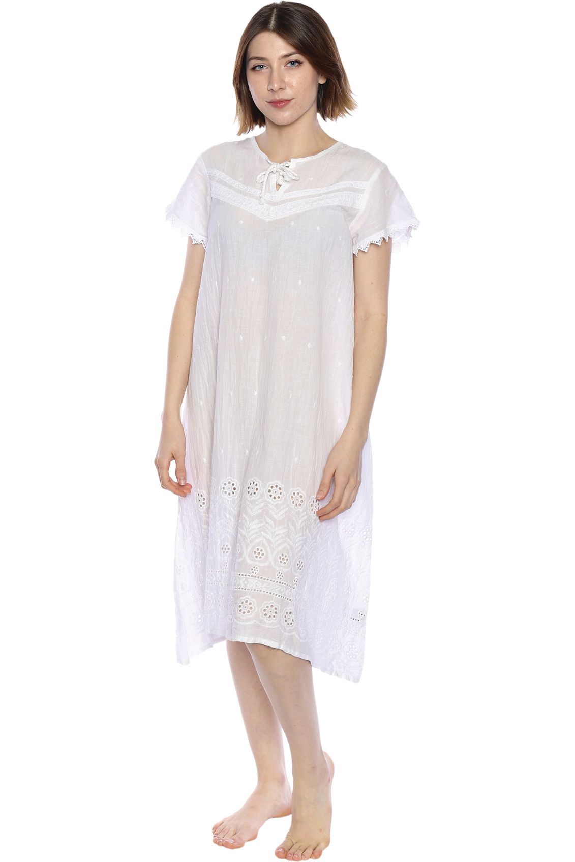 Buy 100% Cotton Nightgown Romantic Cotton Nightgown Long Cotton