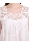 Papa 100% Cotton Long Sleeveless Nightgown - Style PJ4483, lace detail