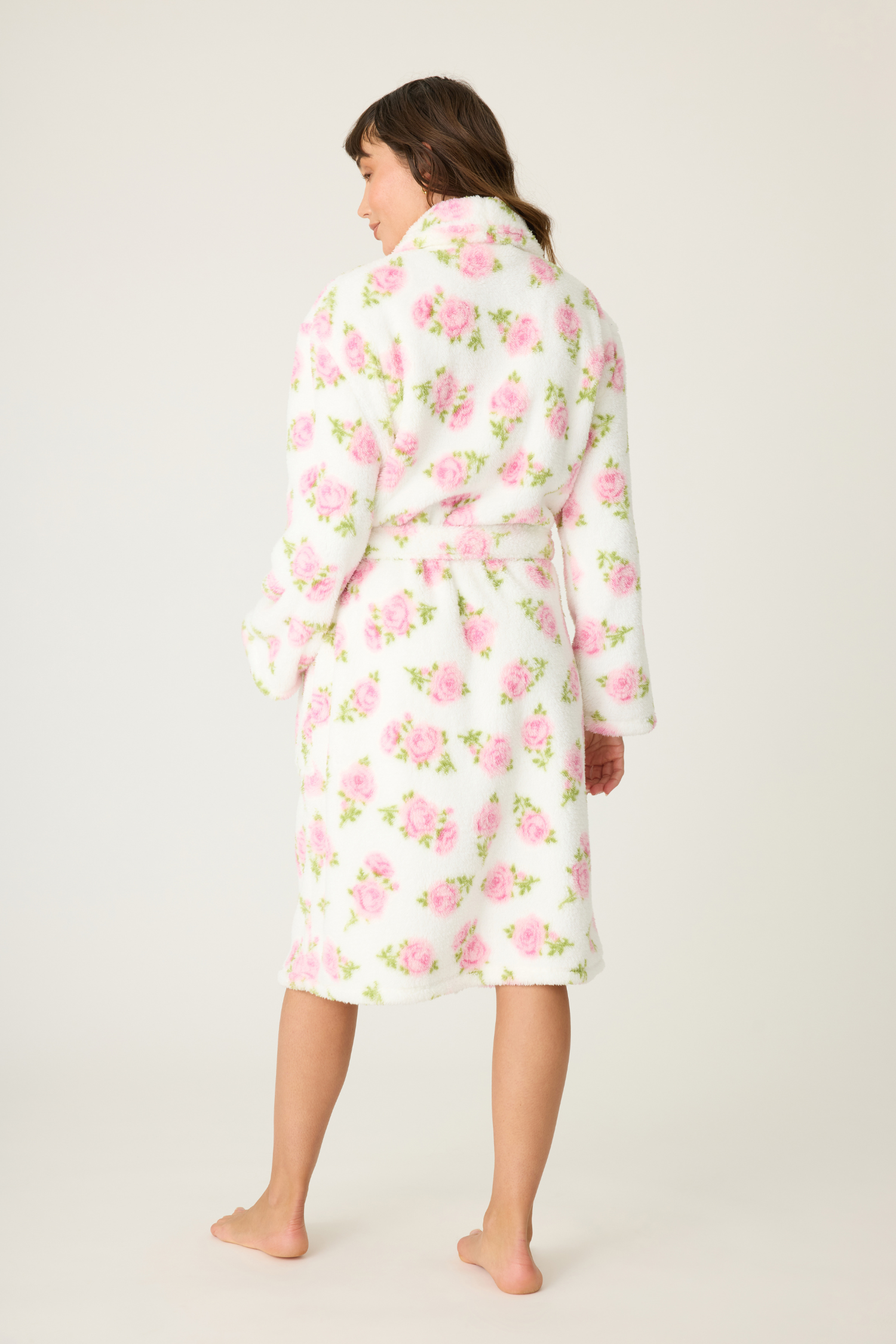 Back view of PJ Salvage Let's Get Cozy Floral Print Robe - Style RUCOR