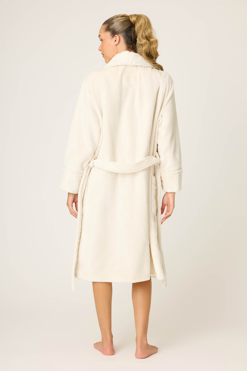 Back view of PJ Salvage Luxe Plush Robe - Style R7LPR in natural