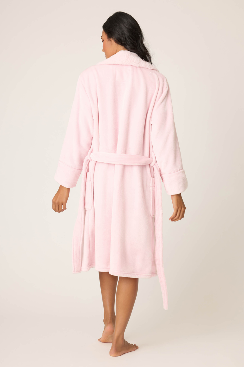Back view of PJ Salvage Luxe Plush Robe - Style R7LPR in pink